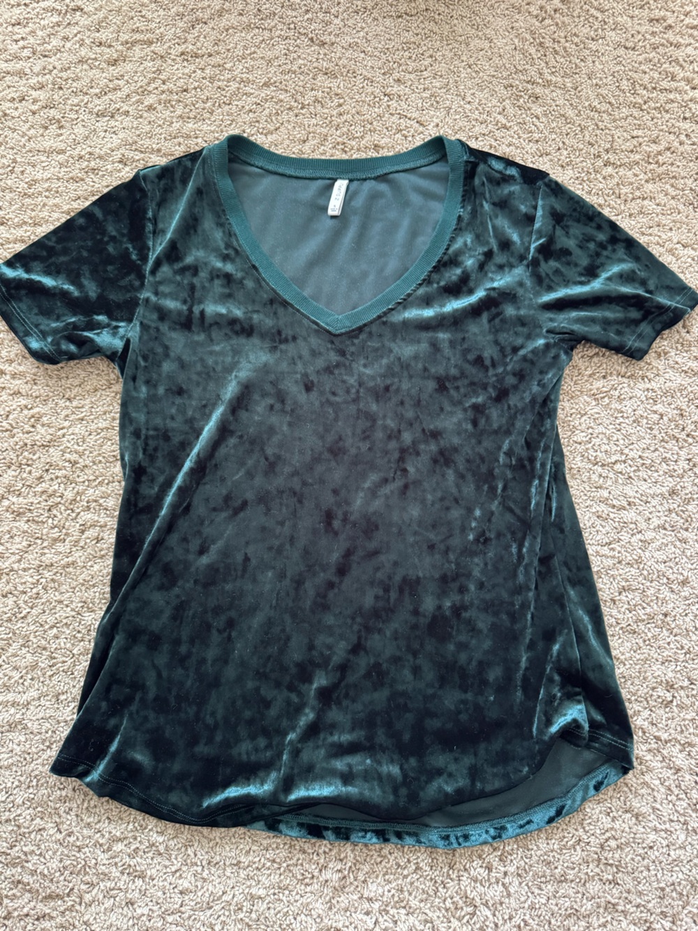 Z Supply Velvet V-Neck Short Sleeve Tee in Dark Green